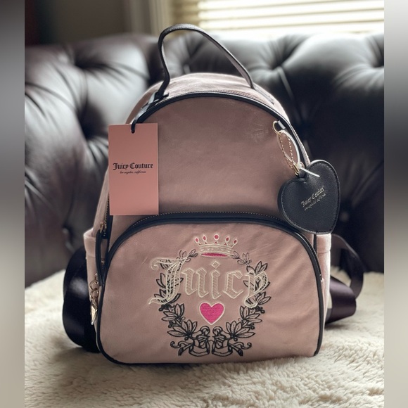 Juicy Couture Handbags - NWT Juicy Couture Mini Backpack New Blush and Chocolate Velvety